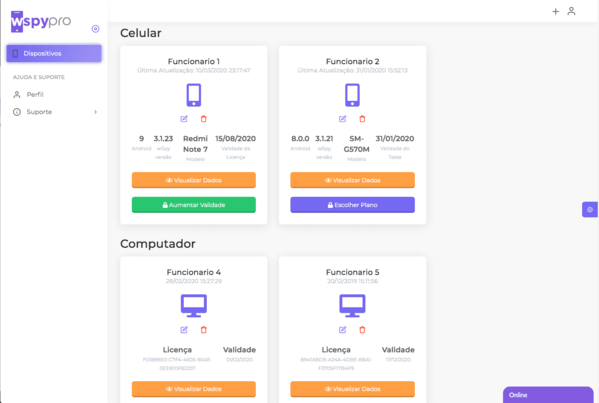 Painel de controle